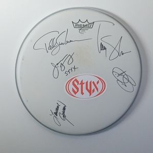 Styx autographed drum hesd